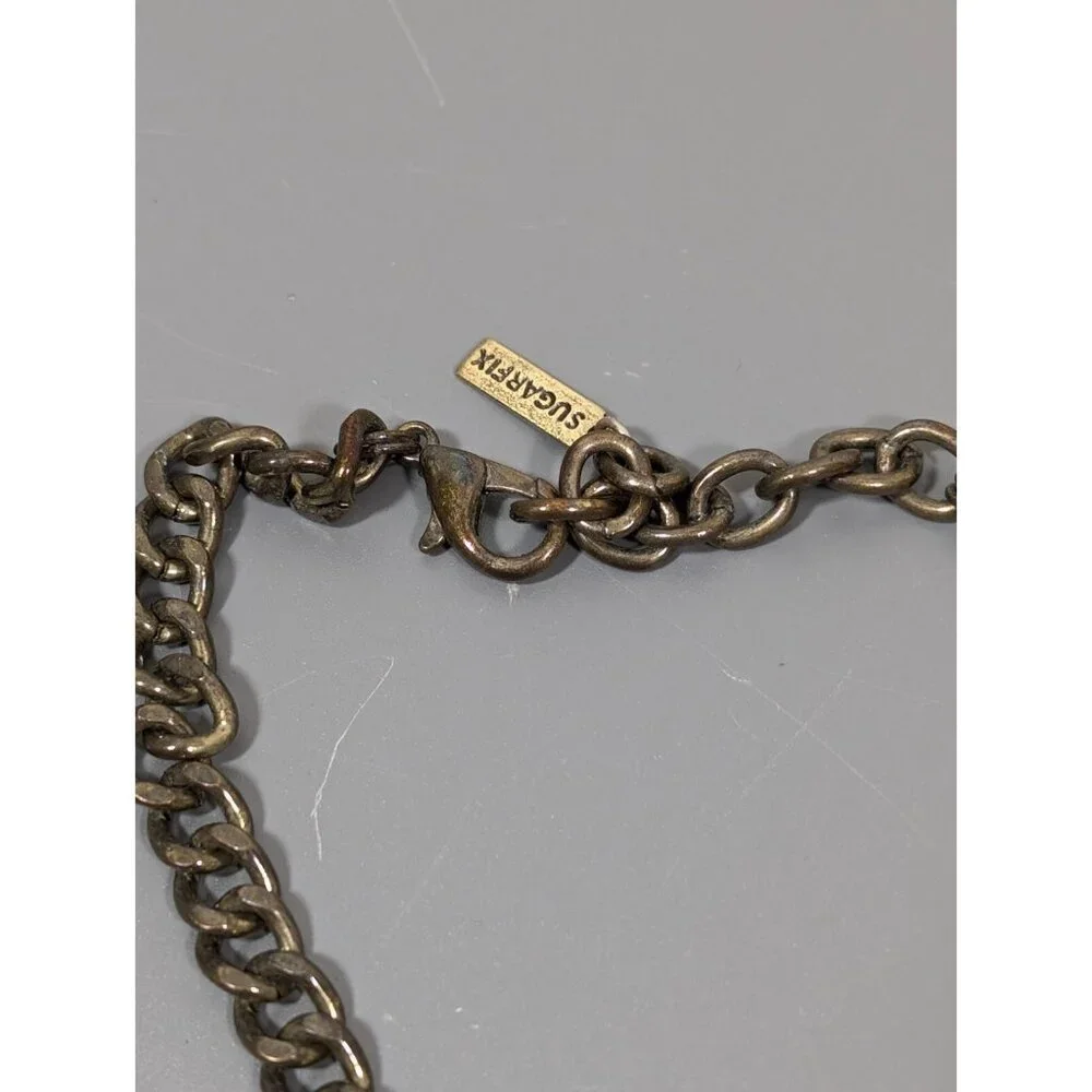 Sugarfix by BaubleBar Clear Rhinestone Collar Statement Necklace Bronze Tone 20" - Picture 7 of 10